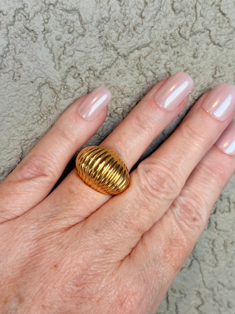 Classic Gold Ribbed Dome Statement Ring